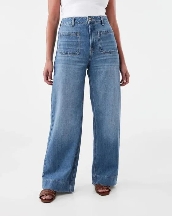 Jeans de poche à jambes larges