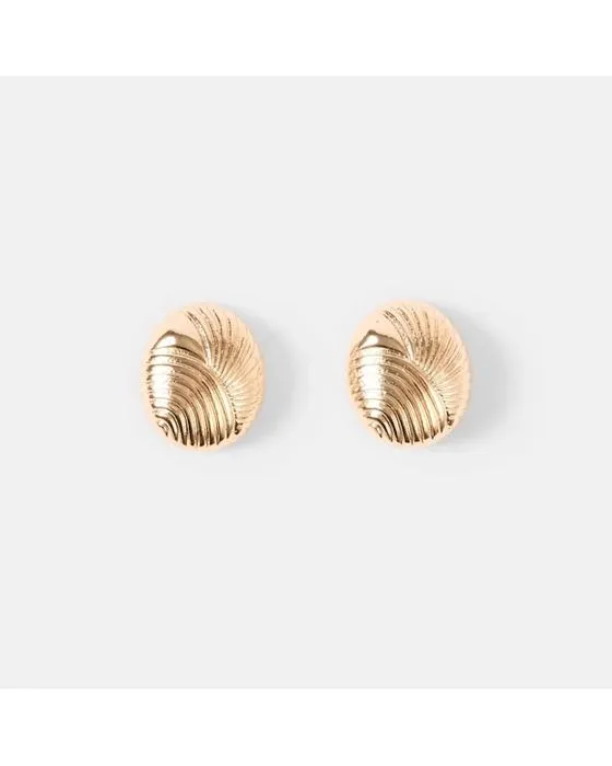 Boucles d'oreilles ovales à talons linéaires - Ton doré