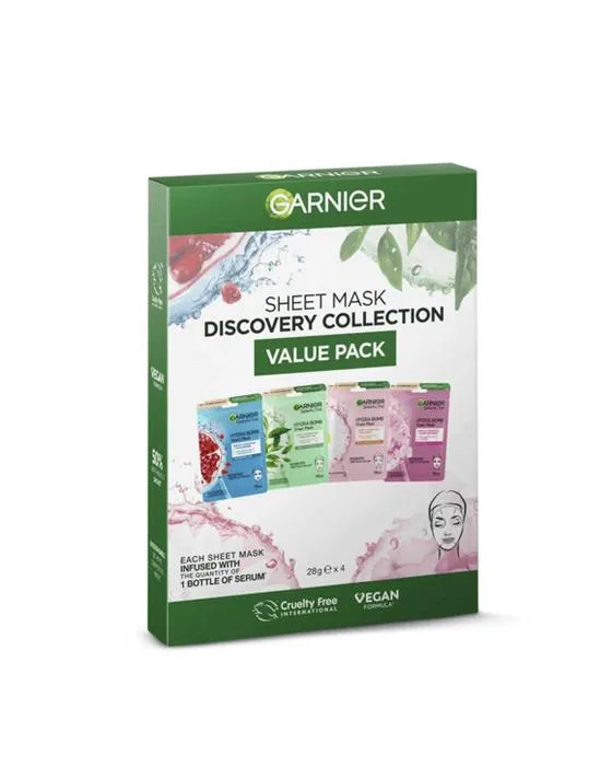 4 Pack Masque de feuille Garnier Discovery Collection Value Pack