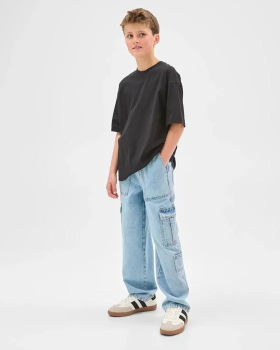 Cible Enfants Australien mélange de coton Loose Fit Cargo Denim Jeans