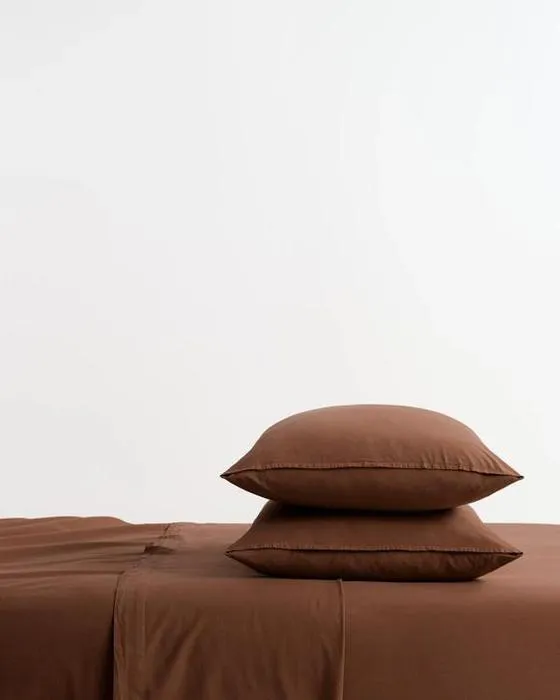 Ensemble de draps en coton Arlo - Lit King - Brown