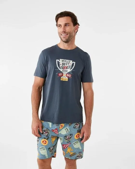 Le top à manches courtes de la journée des pères et le kit de pyjama en tricot