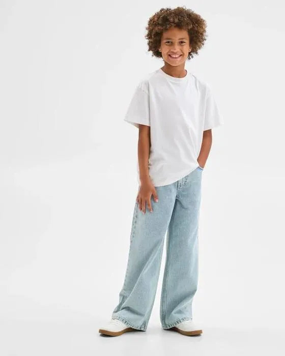 Jeans denim dentés de taille large cible