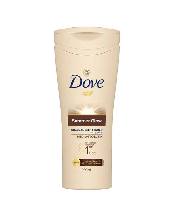 Dove Summer Glow Gradual Tan Lotion corporelle moyenne à foncée 250ml