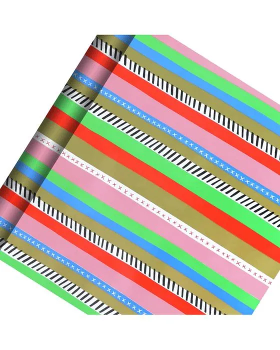 Bandes de papier d'emballage de marque Hallmark - Jolly & Bright Stripes