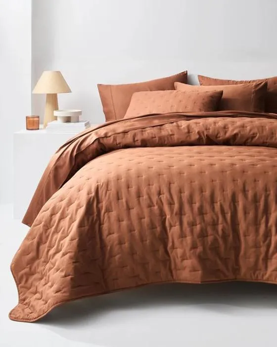 Cible Couverture en laynie et coton - lit double - brun