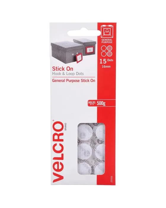 VELCRO Marque Crochet et boucle Mini points 16mm blanc 15 Pack