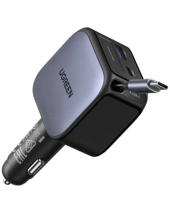 Chargeur rapide de voiture UGREEN 90W avec câble rétractable
