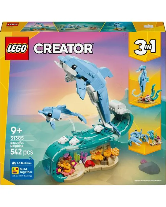 LEGO Créateur 3 en 1 Animaux de mer : De beaux dauphins 31385
