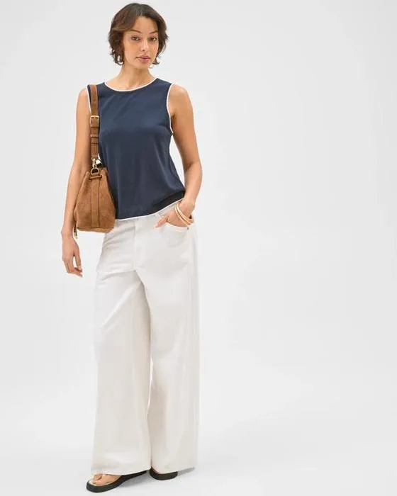 Cible femme contrastante Trim tricot Tank Top