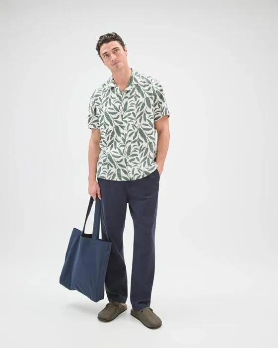 Cible Homme Linge de maison européenne Blend manches courtes chemise texturée