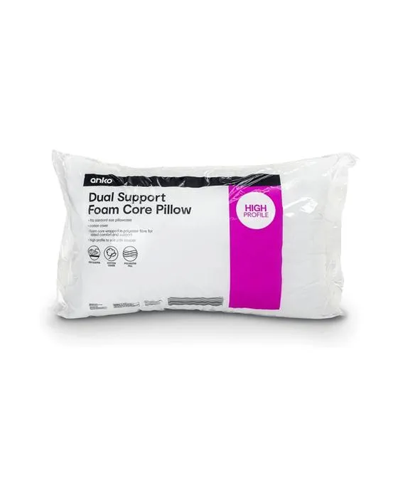 Oreiller de base en mousse double support - Profil élevé, blanc