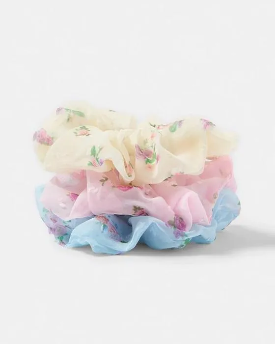3 Packs de fleurs de l'organza des cheveux scrunchies