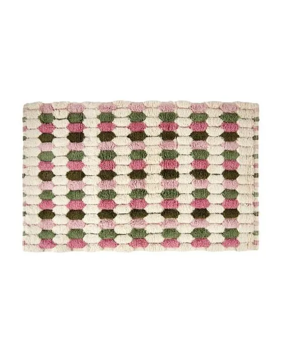 Tapis de bain en maïs soufflé - Vert et Rose