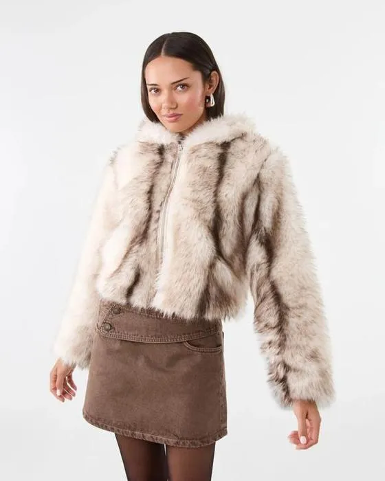 Veste à capuche en fausse fourrure