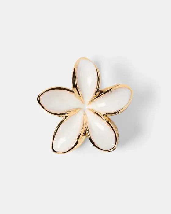 Tonalité blanche et or Enamel Frangipani Clip cheveux de griffe