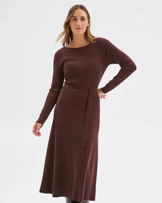 Aperçu Mend de coton australien manches longues tricotée robe Midi