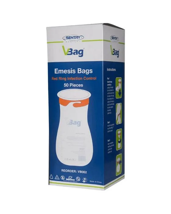 Sac de vomissage en plastique de Sentry VBag 1500ml 50 pack