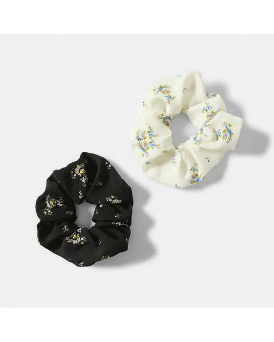 2 pack Mini imprimé fleurs ecrans de cheveux - Noir et blanc