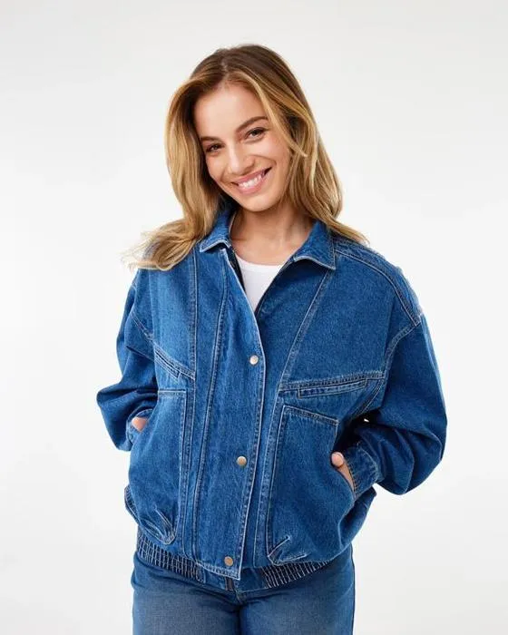 Veste de bombardier de Denim surdimensionnée