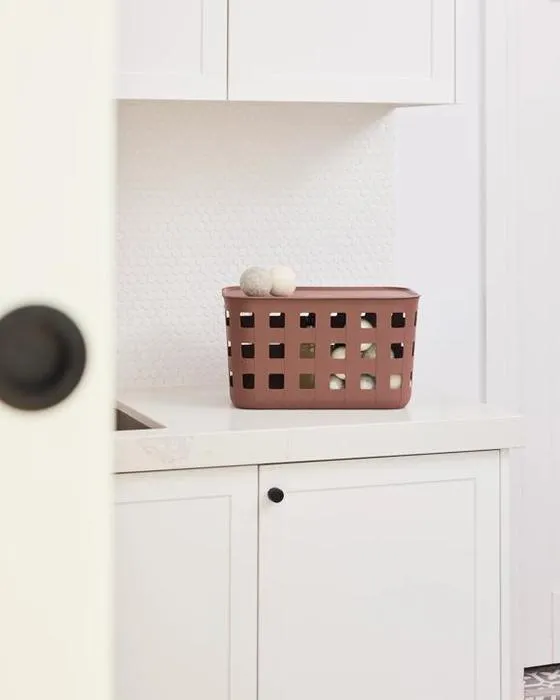 Panier de Trellis Rectangle 18L avec couvercle - Chocolat