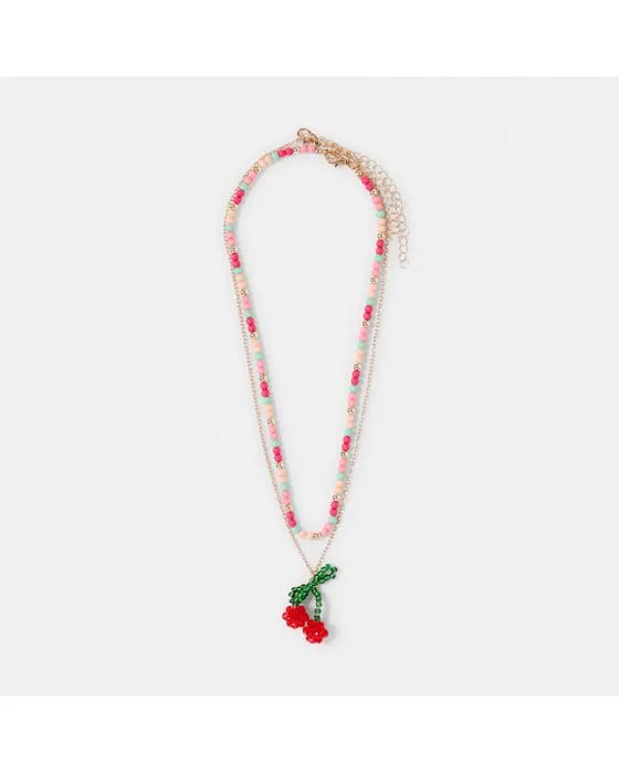 2 Ensemble de colliers de cerise - Rouge, vert et or