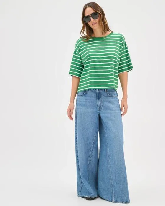 Cible femme Supima Boxy Cou T-shirt de cou d'équipage