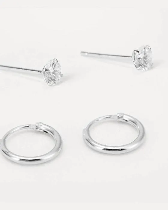 2 boucles d'oreilles en argent sterling et boucles d'oreilles en boucle