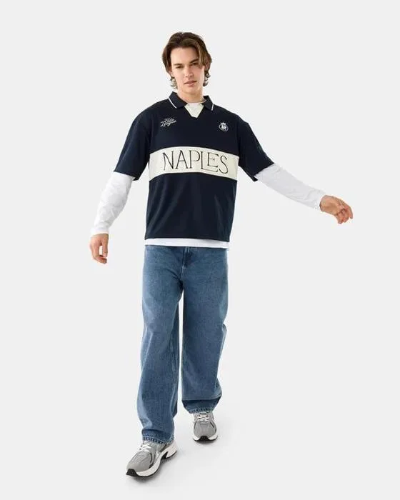 Chemise à Polo en col boxy Mesh