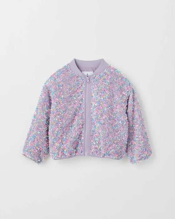 Veste de bombardeur à manches longues à paillettes pour enfants cible