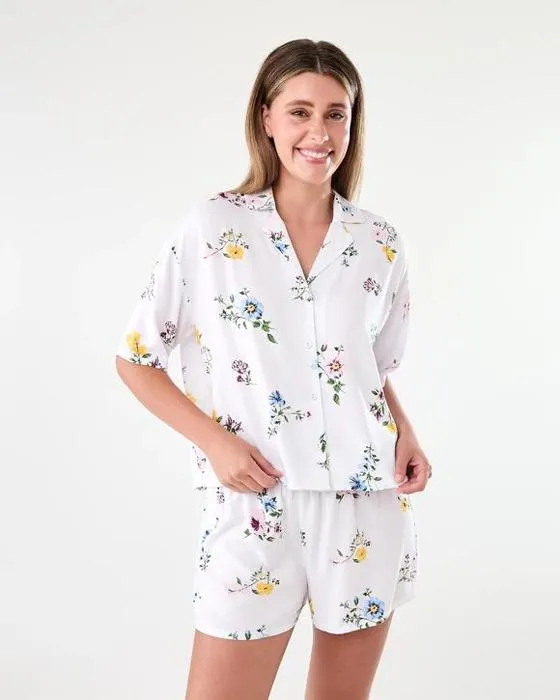 Viscose tissé manches courtes et shorts Pyjama Set