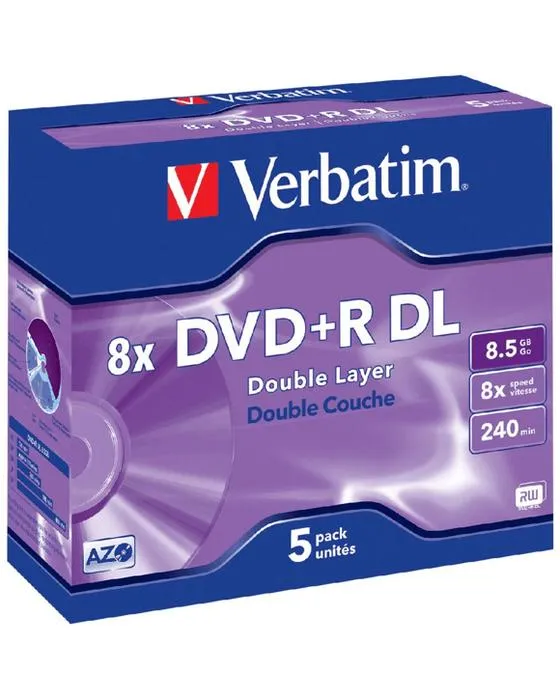 Verbatim DVD+R DL 8.5GB 8x Boite de bijoux 5 Pack