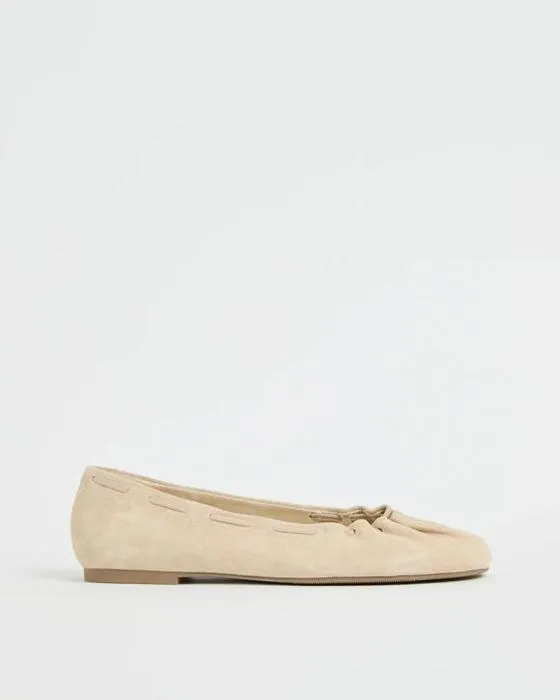 Cible femme authentique Suede cuir rassemblé Ballet Flats - Gomez