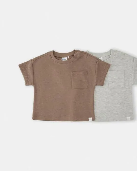 T-shirt de lavage surdimensionné 2 packs manches courtes