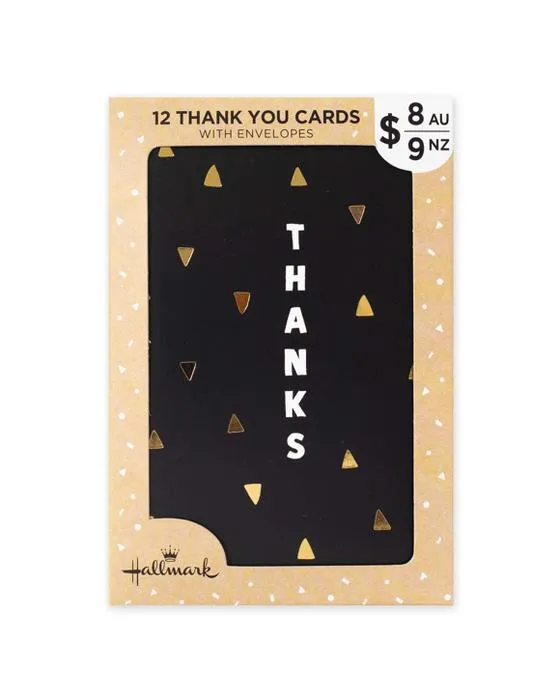 12 Pack Hallmark Merci Cartes - Triangles d'or et merci
