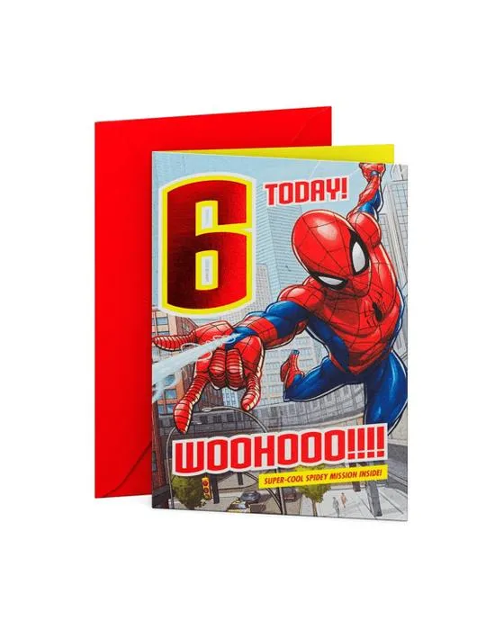 Carte d'anniversaire de Marvel Spiderman - 6 ans