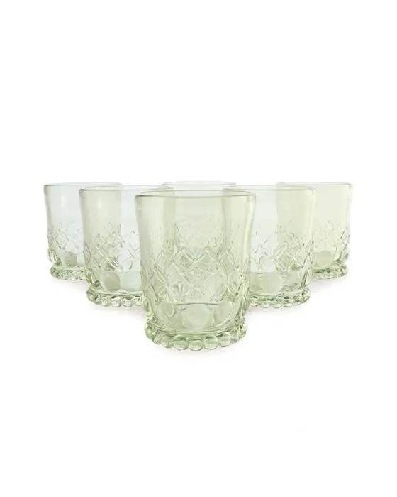 6 verres à tumbler en fleur verte