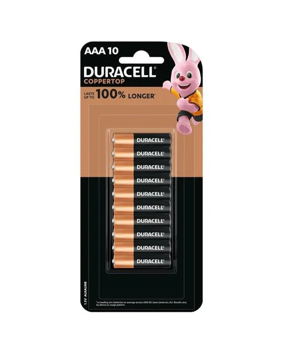 10 Pack Duracell Piles de cuivre Alcaline AAA