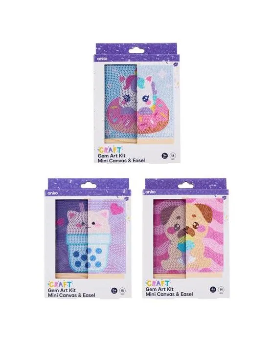 Gem Art Kit Mini Toile et Easel - Assortiment
