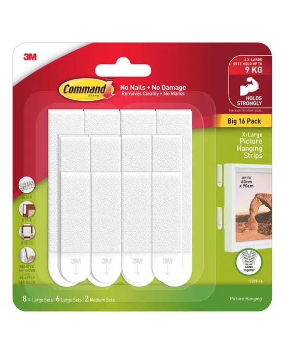 16 Pack 3M de bande de suspension d'image de commande - Multi