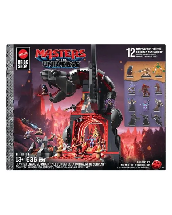 636 Piece Mattel Brick Shop Masters of the Universe Clash at Snake Mountain Building Toy Kit