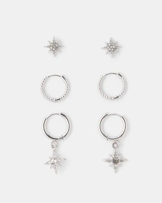 Boucles d'oreilles Star en acier inoxydable imperméables 3 packs - Ton argent