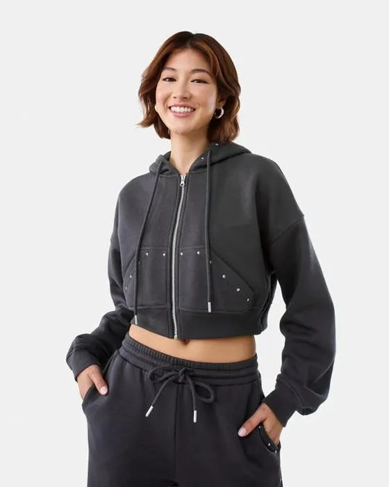 Zip clouté à travers Hoodie