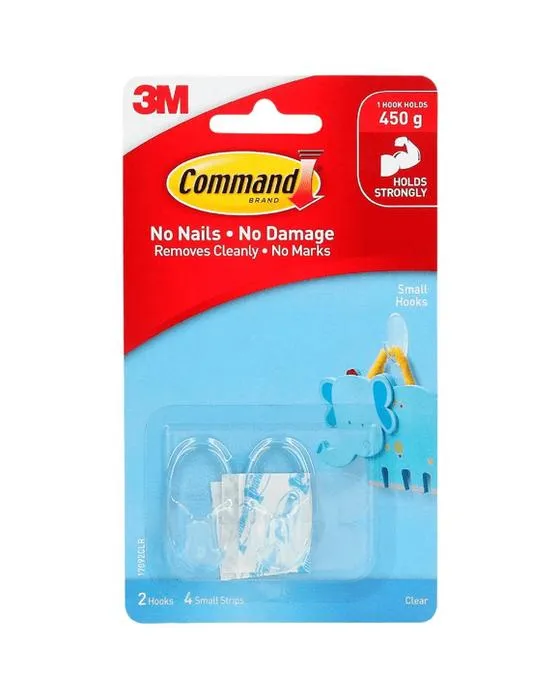 3M Commande de petits crochets clairs avec des bandes claires