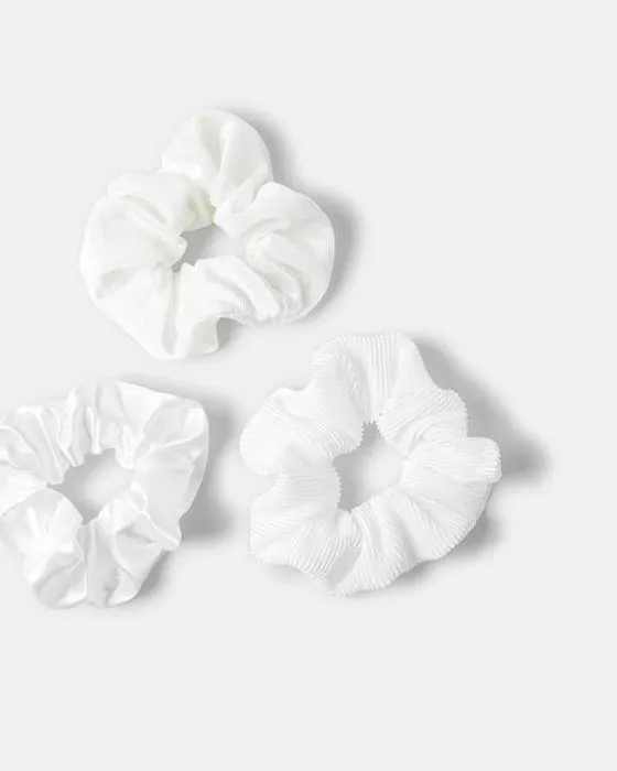 3 Packs de Textured cheveux scrunchies - blanc