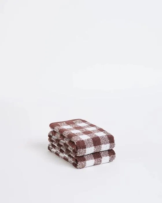 Cible Georgie Australian Cotton Gingham 2 Paquet serviette à main - Brown