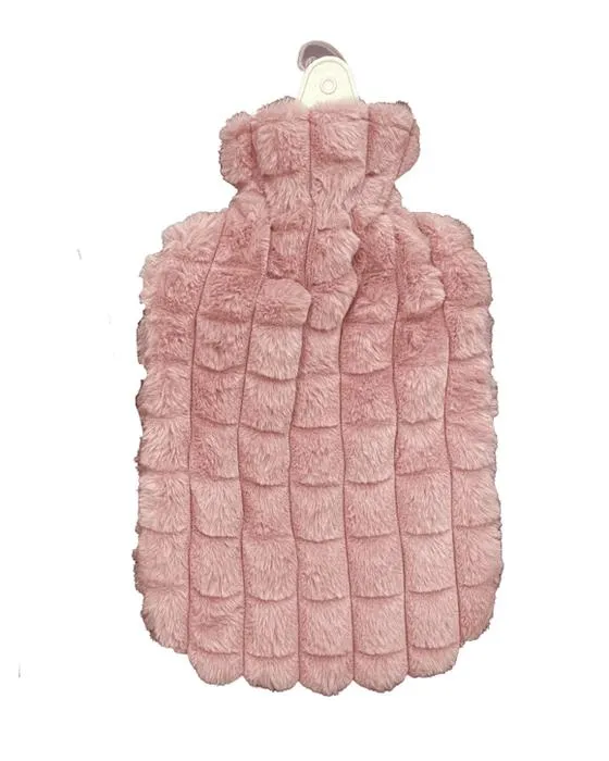 Bouteille d'eau chaude 2L OXX Essentials avec couverture en peluche en grille rose