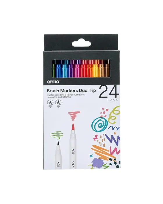 24 Pack double pinceau marqueurs