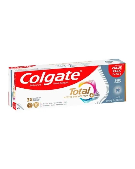 2 Pack Colgate Total Prévention active Dentifrice Deep Clean