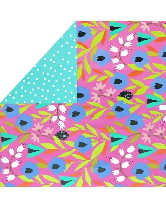 Porte-fenêtres en rouleau cadeau double-côté - Floral contemporain